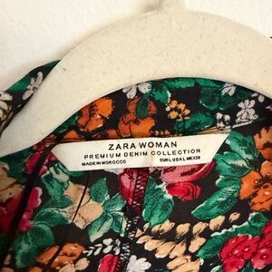Zara Floral Jean Jacket with Multicolor Design